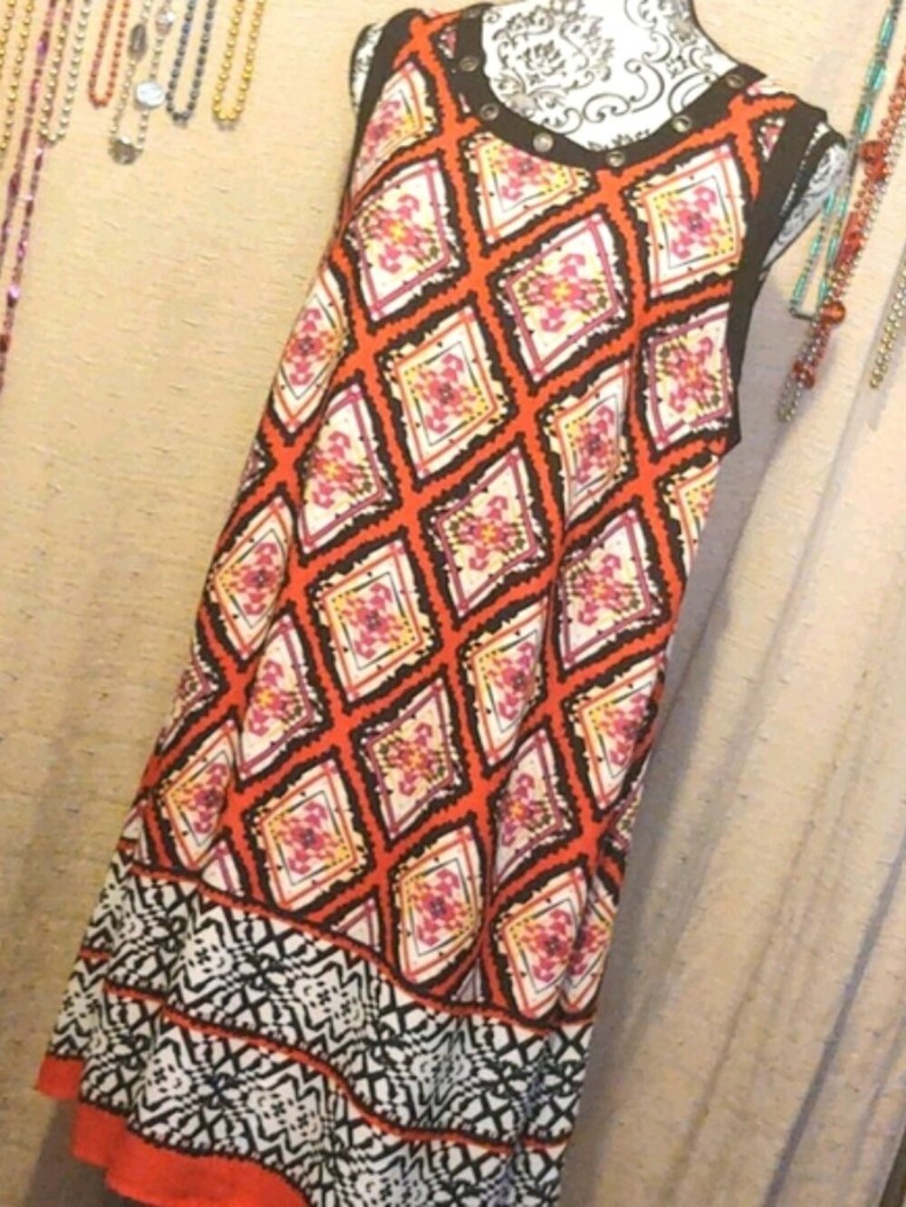 Takara Aztec Print Orange Shift Dress XL
